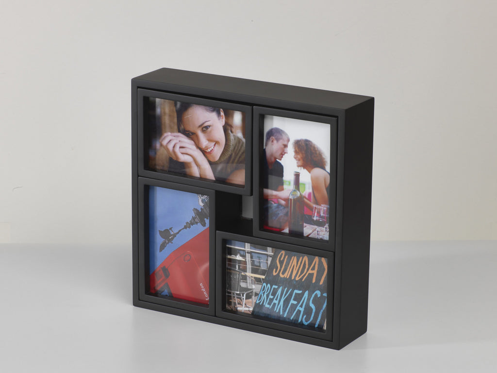 Dark wood set 5 wall table photo frames