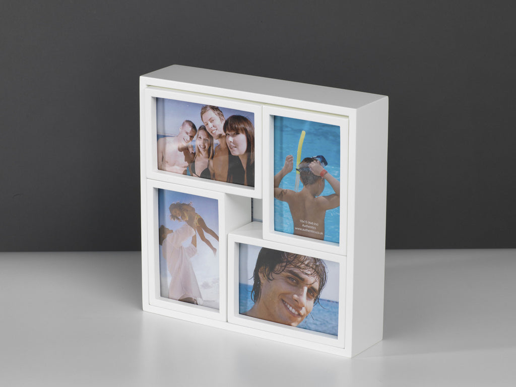 White wood set 5 wall table photo frames