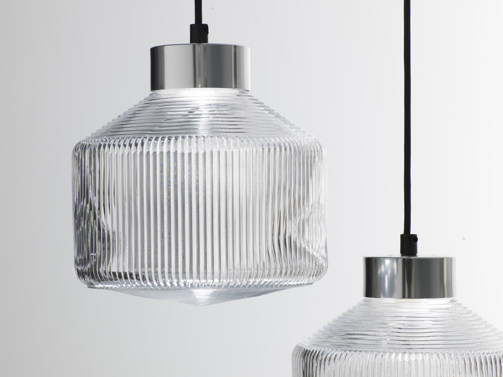 Pharos pressed glass pendant lamp and silver cap